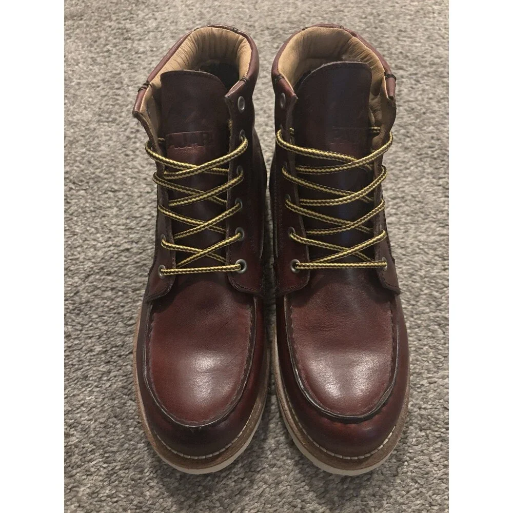 PAJAR‎ Oxblood Logger Faux Fur Waterproof Leather Boots Mens 41 US 8-8.5 NEW